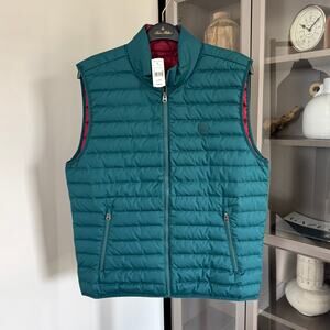Brooks Brothers Green Down Quilted Zip-Up Vest XL NEW Logo Sleeveless Jacket